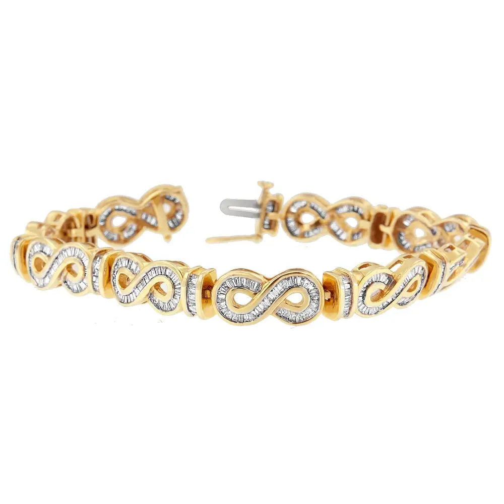 14k Yellow Gold Baguette-cut Diamond Bracelet (4.00 Cttw G-h Color Si1-si2 Clarity) - Fine Jewelry us Direct