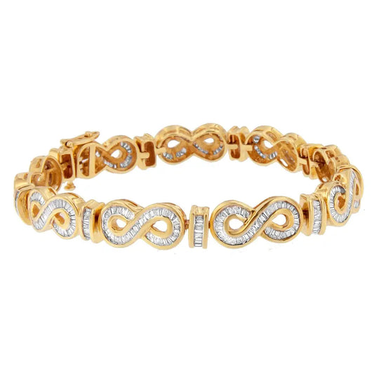 14k Yellow Gold Baguette Cut Diamond Bracelet (4.00 Cttw H-i Color Si2-i1 Clarity) - Fine Jewelry us Direct