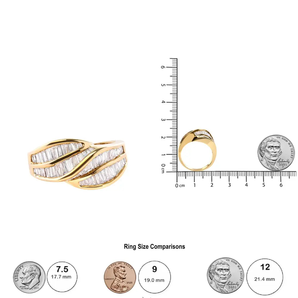 14k Yellow Gold Channel Set 1 1/3 Cttw Diamond Swirl and Weave Ring Band (h-i Color Si1-si2 Clarity) - Fine Jewelry