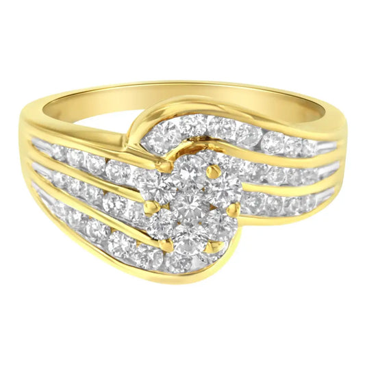 14k Yellow Gold Diamond Cocktail Bypass Ring (1 1/2 Cttw H-i Color Si2-i1 Clarity) - Fine Jewelry us Direct