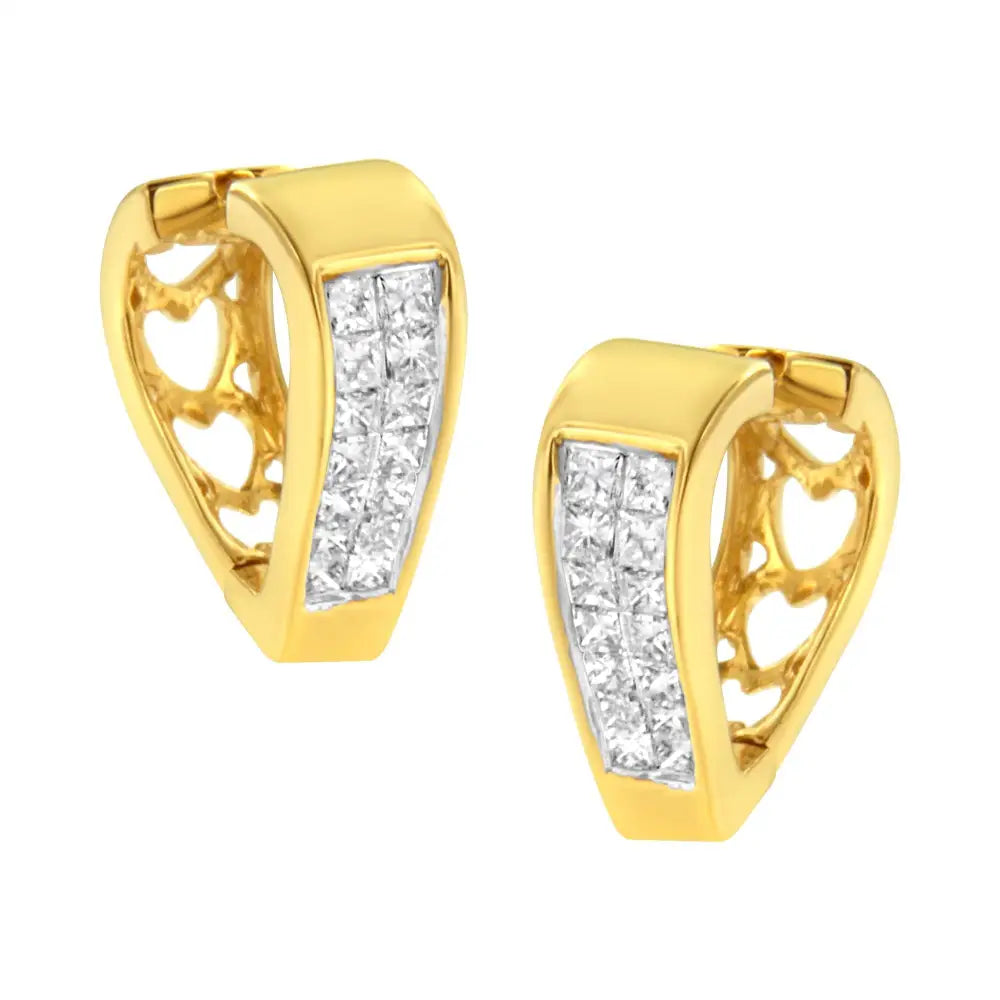 14k Yellow Gold Diamond Huggy Earrings (1/2 Cttw H-i Color Si2-i1 Clarity) - Fine Jewelry us Direct