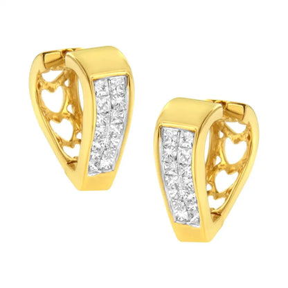 14k Yellow Gold Diamond Huggy Earrings (1/2 Cttw H-i Color Si2-i1 Clarity) - Fine Jewelry us Direct