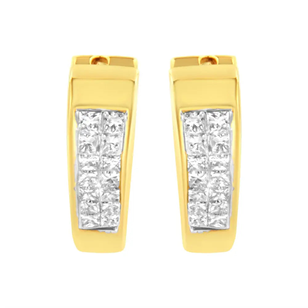 14k Yellow Gold Diamond Huggy Earrings (1/2 Cttw H-i Color Si2-i1 Clarity) - Fine Jewelry us Direct