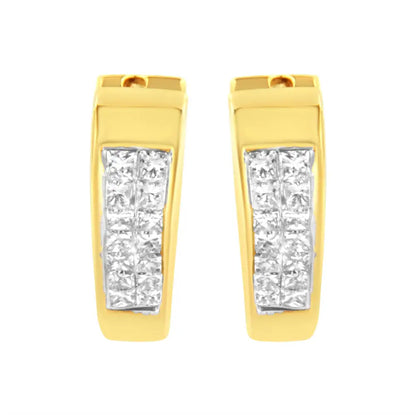 14k Yellow Gold Diamond Huggy Earrings (1/2 Cttw H-i Color Si2-i1 Clarity) - Fine Jewelry us Direct