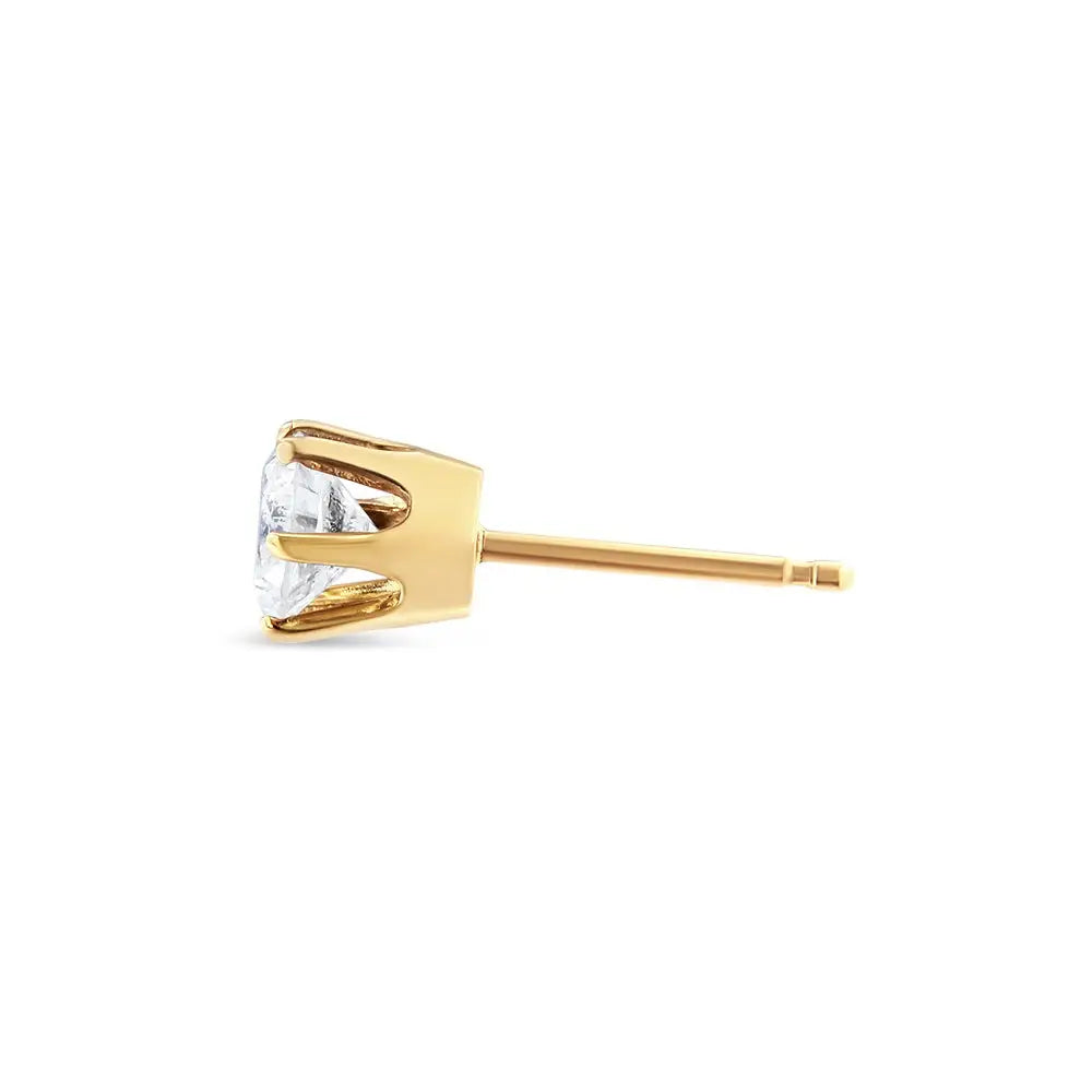 14k Yellow Gold Diamond Solitaire 6-prong Single Stud Earring (3/8 Cttw I-j Color I2-i3 Clarity) - Fine Jewelry