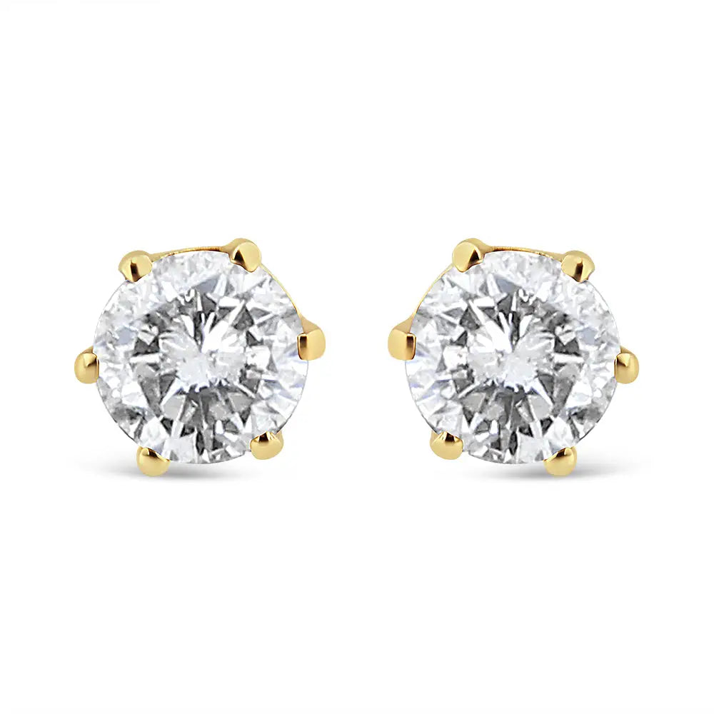 14k Yellow Gold Diamond Solitaire 6 Prong Stud Earrings (3/4 Cttw I-j Color I2-i3 Clarity) - Fine Jewelry us Direct