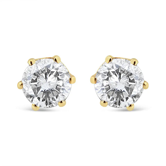 14k Yellow Gold Diamond Solitaire 6 Prong Stud Earrings (3/4 Cttw I-j Color I2-i3 Clarity) - Fine Jewelry us Direct