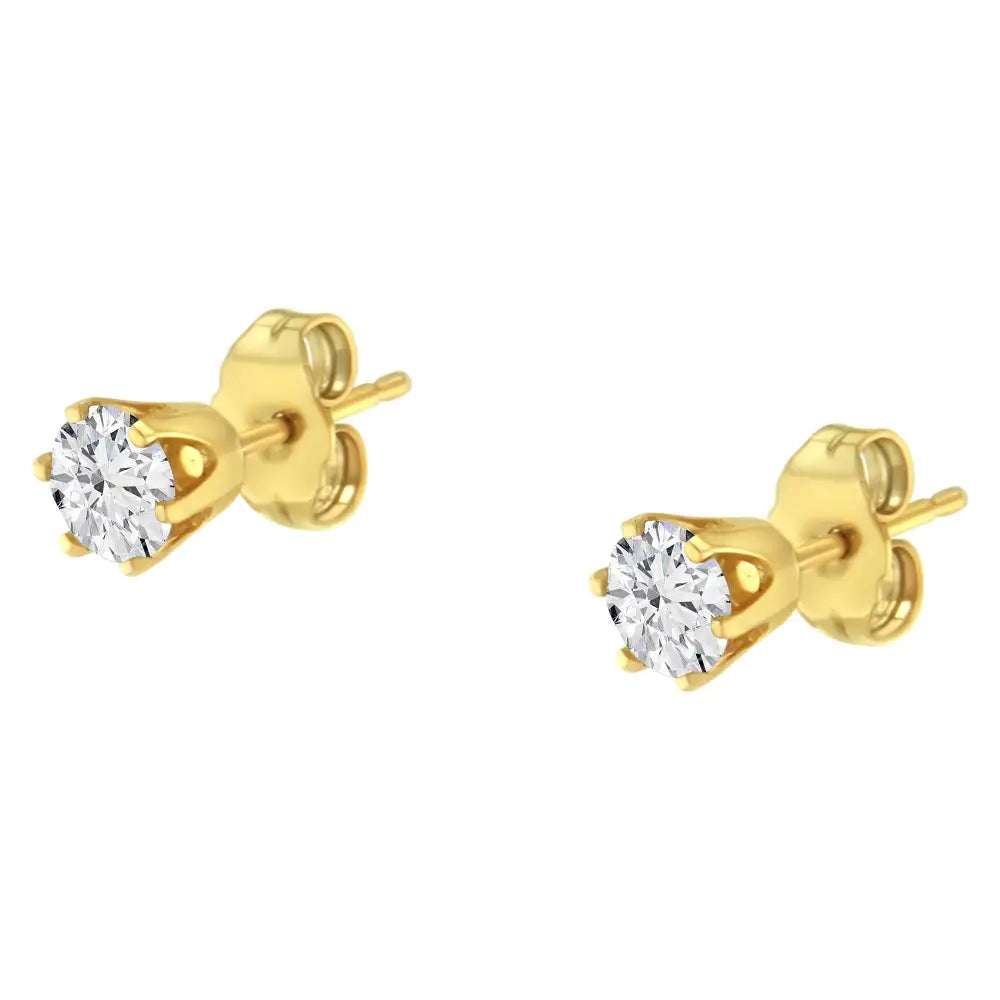 14k Yellow Gold Diamond Solitaire 6 Prong Stud Earrings (3/4 Cttw I-j Color I2-i3 Clarity) - Fine Jewelry us Direct