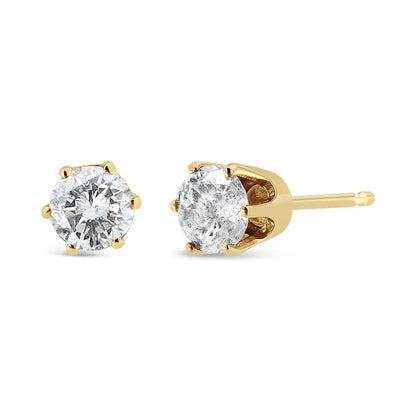 14k Yellow Gold Diamond Solitaire 6 Prong Stud Earrings (3/4 Cttw I-j Color I2-i3 Clarity) - Fine Jewelry us Direct