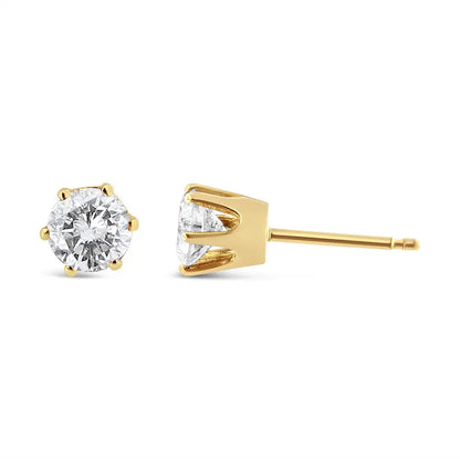 14k Yellow Gold Diamond Solitaire 6 Prong Stud Earrings (3/4 Cttw I-j Color I2-i3 Clarity) - Fine Jewelry us Direct