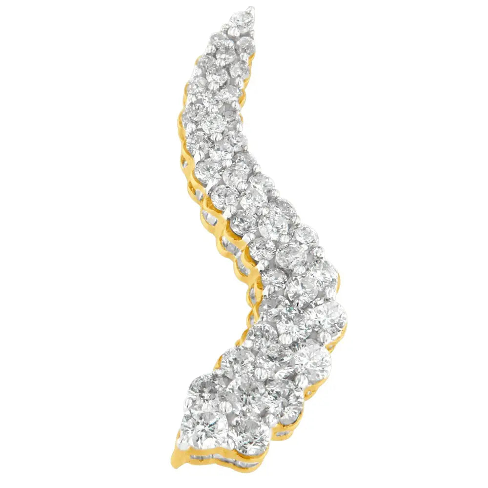 14k Yellow Gold Mixed-cut Diamond Wave Pendant Necklace (3.00 Cttw H-i Color I1-i2 Clarity) - Fine Jewelry us Direct