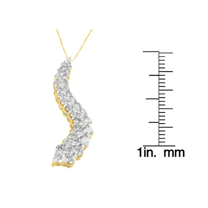 14k Yellow Gold Mixed-cut Diamond Wave Pendant Necklace (3.00 Cttw H-i Color I1-i2 Clarity) - Fine Jewelry us Direct