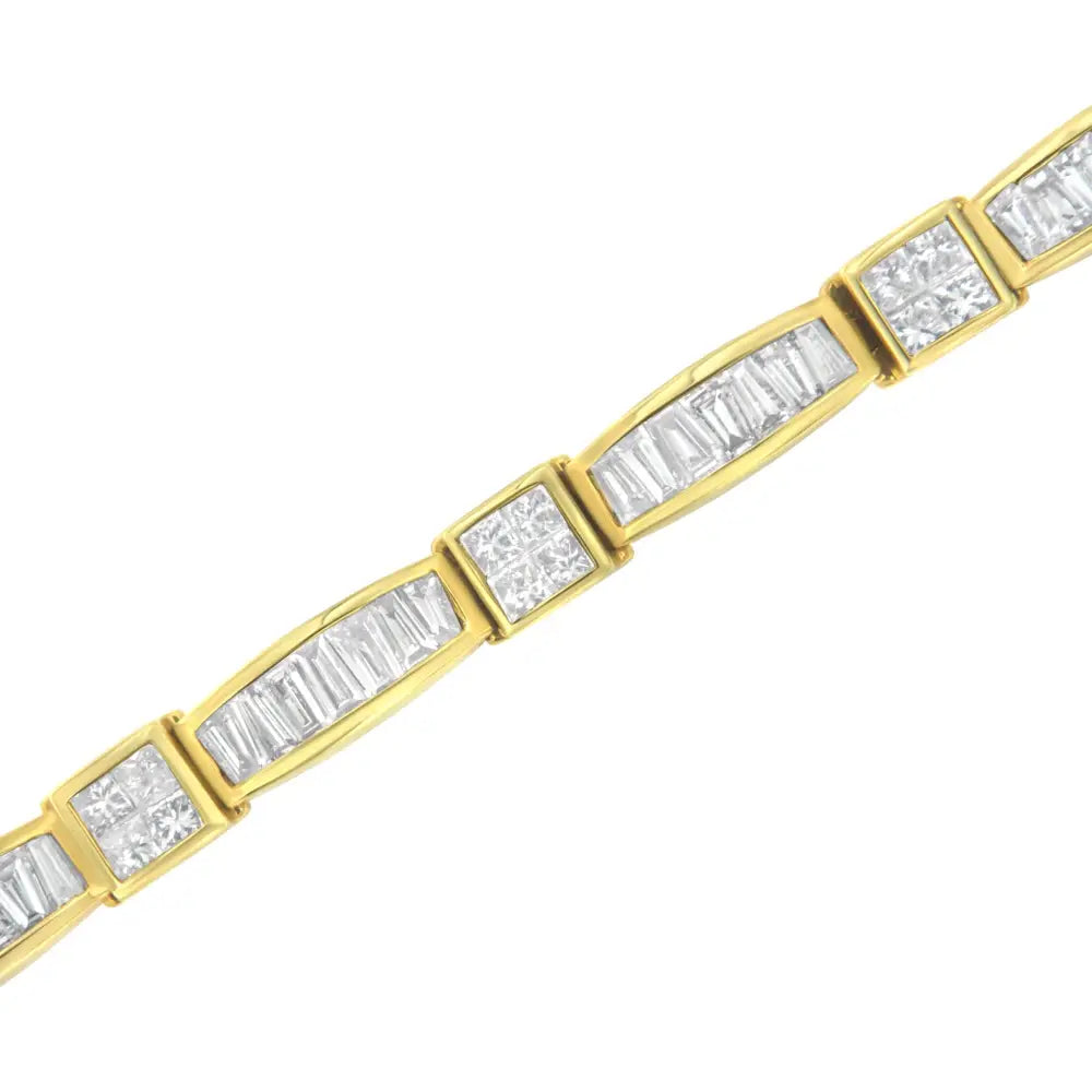 14k Yellow Gold Multi--cut Diamond Box Square Link Bracelet(7.33 Cttw,h-i Color,si1-si2 Clarity) - Fine Jewelry