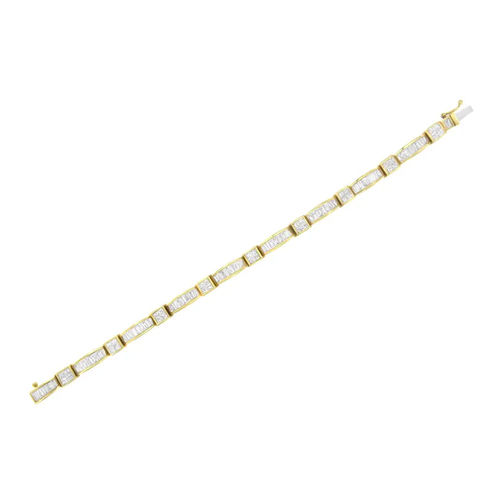 14k Yellow Gold Multi--cut Diamond Box Square Link Bracelet(7.33 Cttw,h-i Color,si1-si2 Clarity) - Fine Jewelry