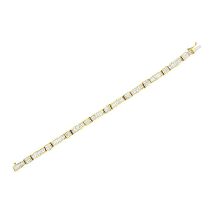 14k Yellow Gold Multi--cut Diamond Box Square Link Bracelet(7.33 Cttw,h-i Color,si1-si2 Clarity) - Fine Jewelry