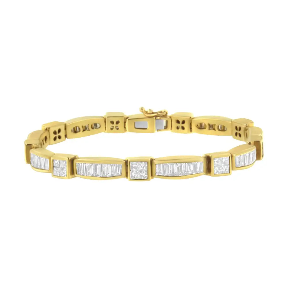 14k Yellow Gold Multi--cut Diamond Box Square Link Bracelet(7.33 Cttw,h-i Color,si1-si2 Clarity) - Fine Jewelry