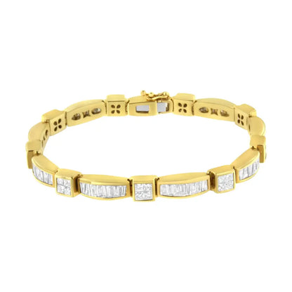 14k Yellow Gold Multi--cut Diamond Box Square Link Bracelet(7.33 Cttw,h-i Color,si1-si2 Clarity) - Fine Jewelry