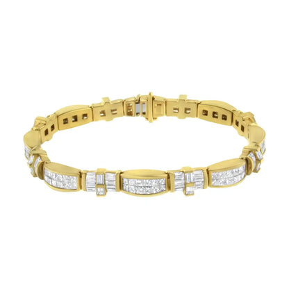 14k Yellow Gold Multi--cut Diamond Ties of Love Eternity Bracelet(11.25 Cttw,g-h Color,vs1-vs2 Clarity) - Fine Jewelry