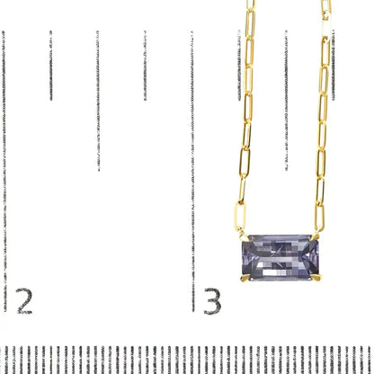 14k Yellow Gold Natural 2 7/8 Cttw Pixel Cut Emerald Bicolor Tanzanite Pendant Necklace with Paperclip Chain - 18