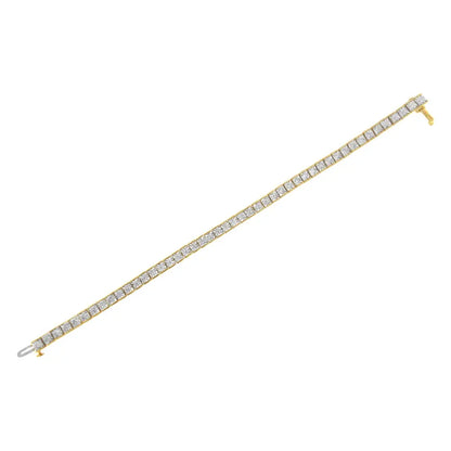 14k Yellow Gold Plated.925 Sterling Silver 1.0 Cttw Miracle Set Diamond Milgrain Link Tennis Bracelet (i-j Color I2-i3