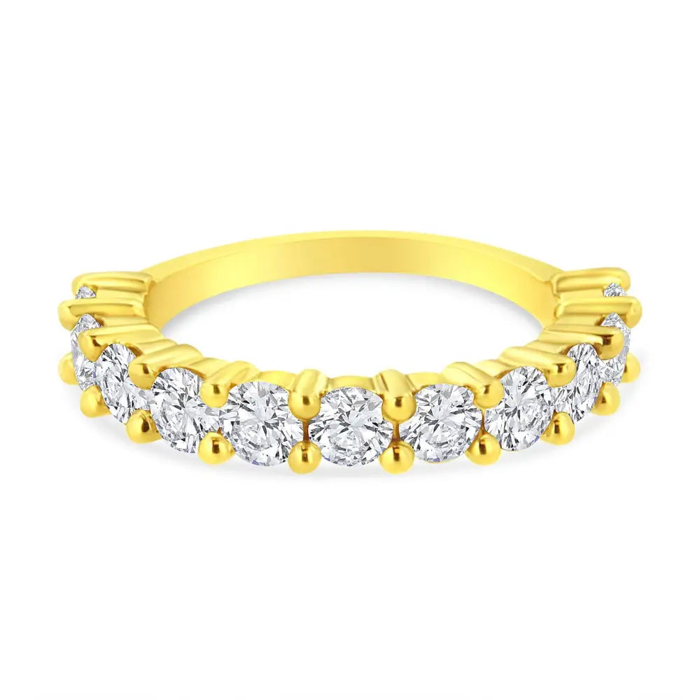 14k Yellow Gold Plated.925 Sterling Silver 1.00 Cttw Round-cut Diamond 11 Stone Wedding Band Ring (j-k Color I1-i2