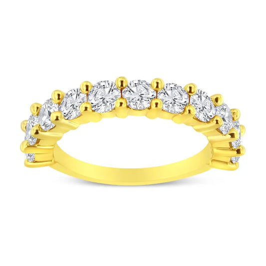 14k Yellow Gold Plated.925 Sterling Silver 1.00 Cttw Round-cut Diamond 11 Stone Wedding Band Ring (j-k Color I1-i2