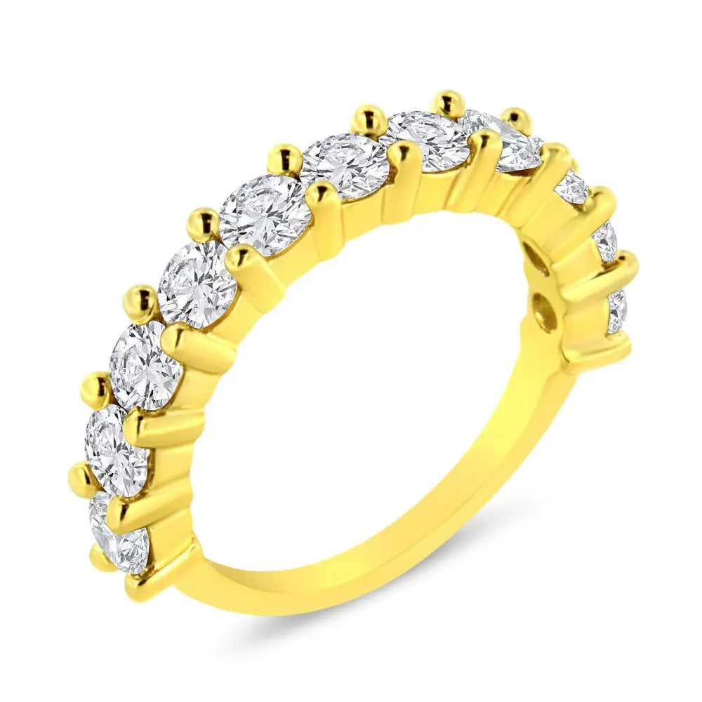 14k Yellow Gold Plated.925 Sterling Silver 1.00 Cttw Round-cut Diamond 11 Stone Wedding Band Ring (j-k Color I1-i2