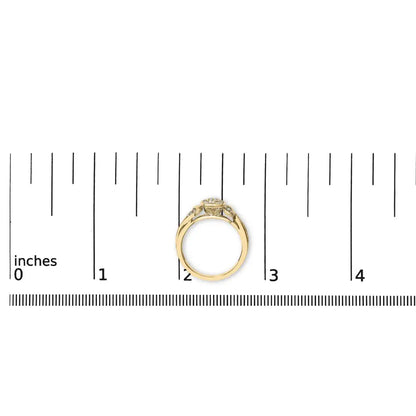 14k Yellow Gold Plated.925 Sterling Silver 1/10 Cttw Round-cut Diamond Composite Halo Engagement Ring - Fine Jewelry