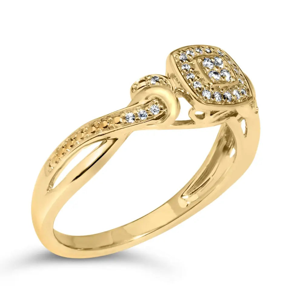 14k Yellow Gold Plated.925 Sterling Silver 1/10 Cttw Round-cut Diamond Composite Halo Engagement Ring - Fine Jewelry