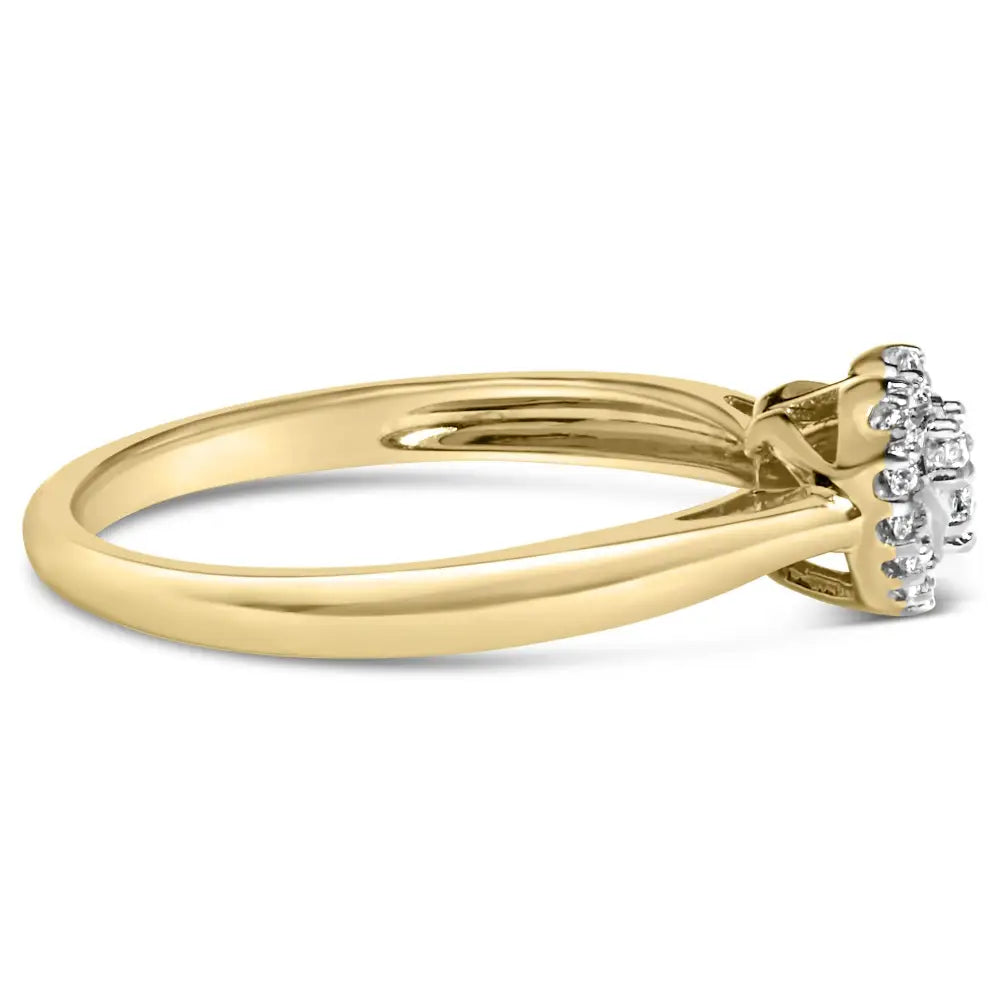 14k Yellow Gold Plated.925 Sterling Silver 1/10 Cttw Round-cut Diamond Heart Engagement Ring (i-j Color I3 Clarity)