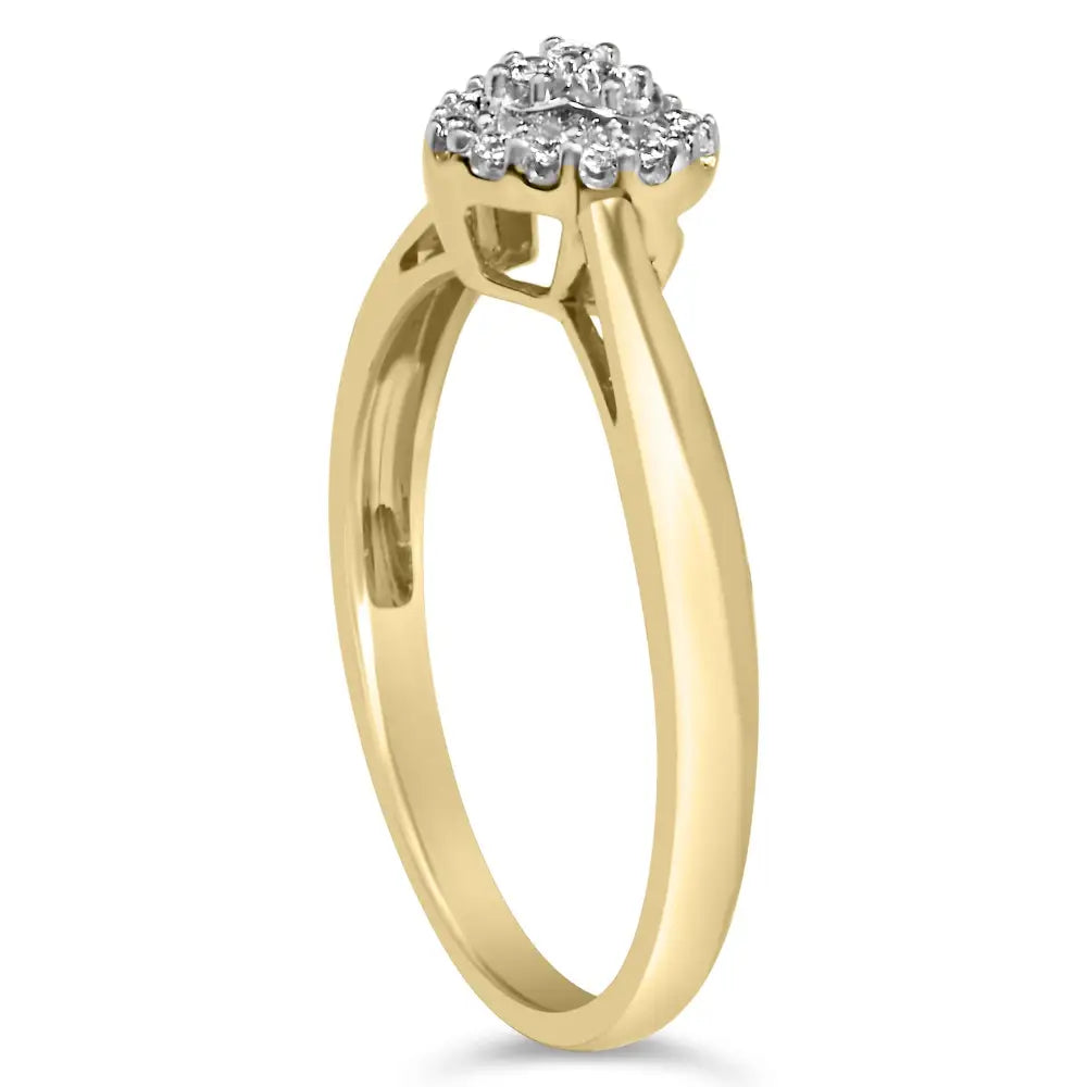 14k Yellow Gold Plated.925 Sterling Silver 1/10 Cttw Round-cut Diamond Heart Engagement Ring (i-j Color I3 Clarity)