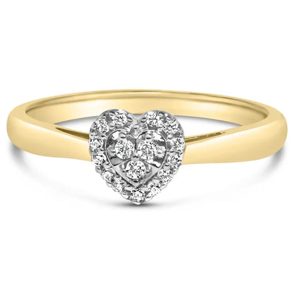 14k Yellow Gold Plated.925 Sterling Silver 1/10 Cttw Round-cut Diamond Heart Engagement Ring (i-j Color I3 Clarity)