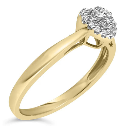 14k Yellow Gold Plated.925 Sterling Silver 1/10 Cttw Round-cut Diamond Heart Engagement Ring (i-j Color I3 Clarity)