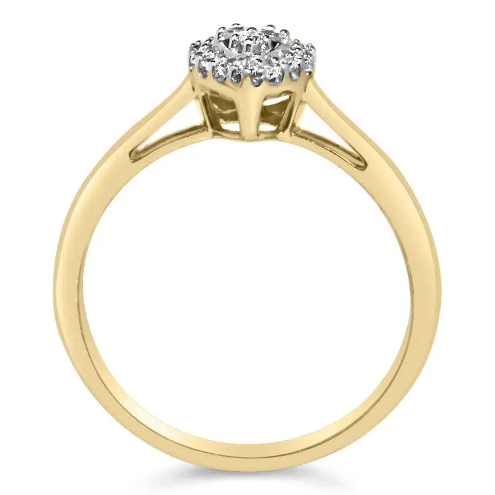 14k Yellow Gold Plated.925 Sterling Silver 1/10 Cttw Round-cut Diamond Heart Engagement Ring (i-j Color I3 Clarity)