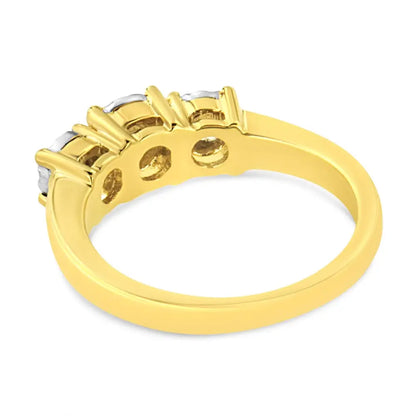 14k Yellow Gold Plated.925 Sterling Silver 1/2 Cttw Diamond Three Stone Illusion Plate Ring (j-k Color I1-i2 Clarity)