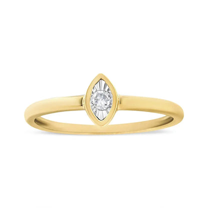 14k Yellow Gold Plated.925 Sterling Silver 1/20 Cttw Miracle Set Diamond Ring (j-k Color I1-i2 Clarity) - Fine Jewelry