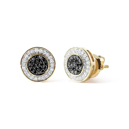 14k Yellow Gold Plated.925 Sterling Silver 1/3 Cttw White and Black Treated Diamond Earring (black / I-j Color I2-i3