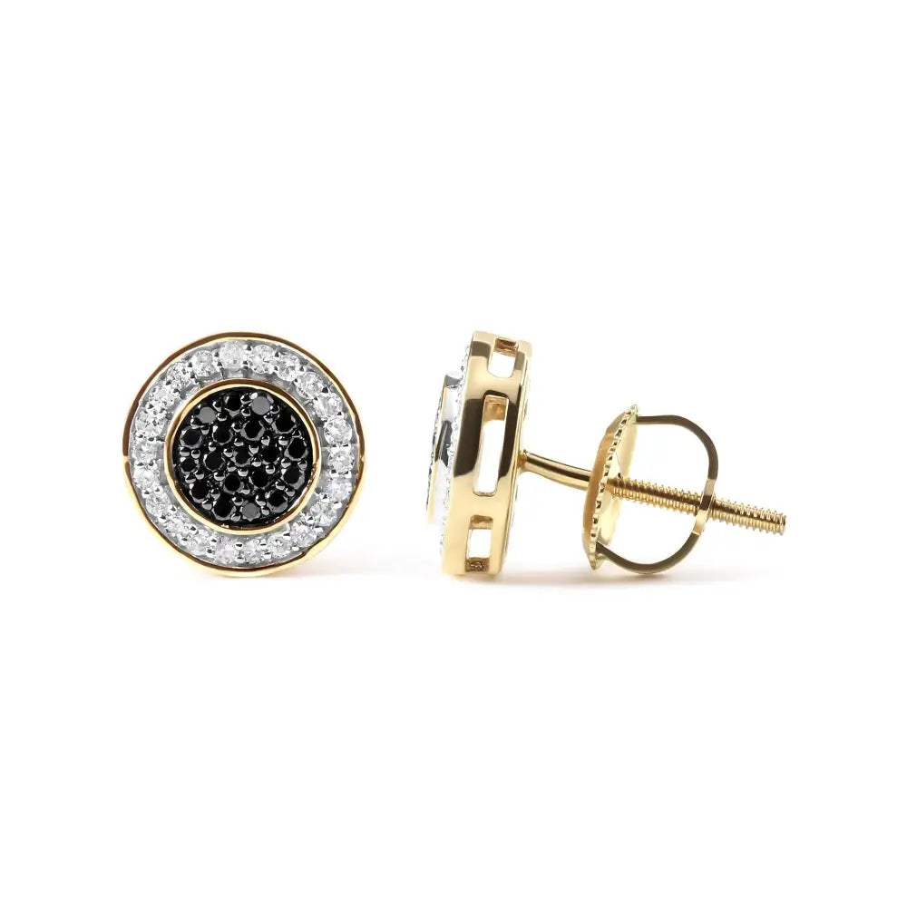 14k Yellow Gold Plated.925 Sterling Silver 1/3 Cttw White and Black Treated Diamond Earring (black / I-j Color I2-i3