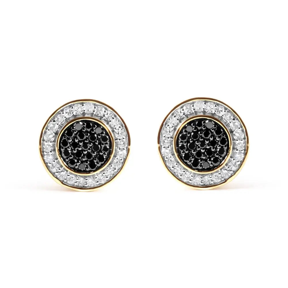 14k Yellow Gold Plated.925 Sterling Silver 1/3 Cttw White and Black Treated Diamond Earring (black / I-j Color I2-i3