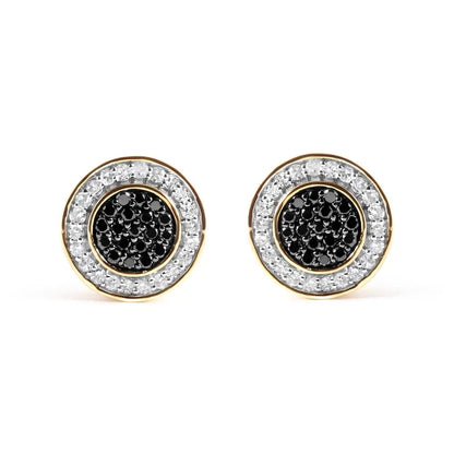 14k Yellow Gold Plated.925 Sterling Silver 1/3 Cttw White and Black Treated Diamond Earring (black / I-j Color I2-i3