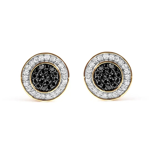 14k Yellow Gold Plated.925 Sterling Silver 1/3 Cttw White and Black Treated Diamond Earring (black / I-j Color I2-i3