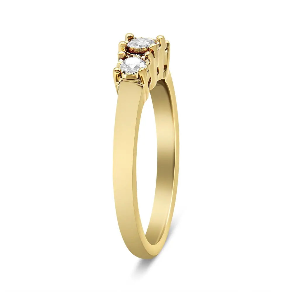 14k Yellow Gold Plated.925 Sterling Silver 1/4 Cttw Diamond 3 Stone Illusion Plate Ring (j-k Color I1-i2 Clarity)