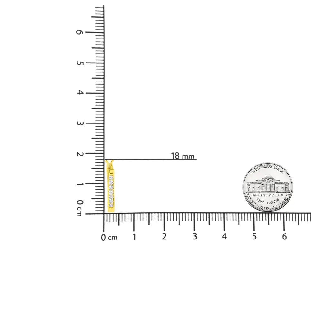 14k Yellow Gold Plated.925 Sterling Silver 1/4 Cttw Diamond Leverback 3/4’’ Inch Hoop Earrings (k-l Color I2-i3