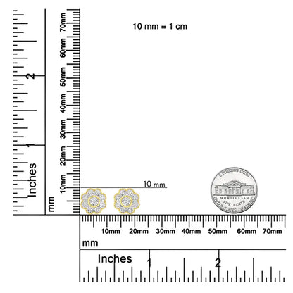 14k Yellow Gold Plated.925 Sterling Silver 1/6 Cttw Miracle-plate Set Diamond Floral Stud Earrings (i-j Color I2-i3