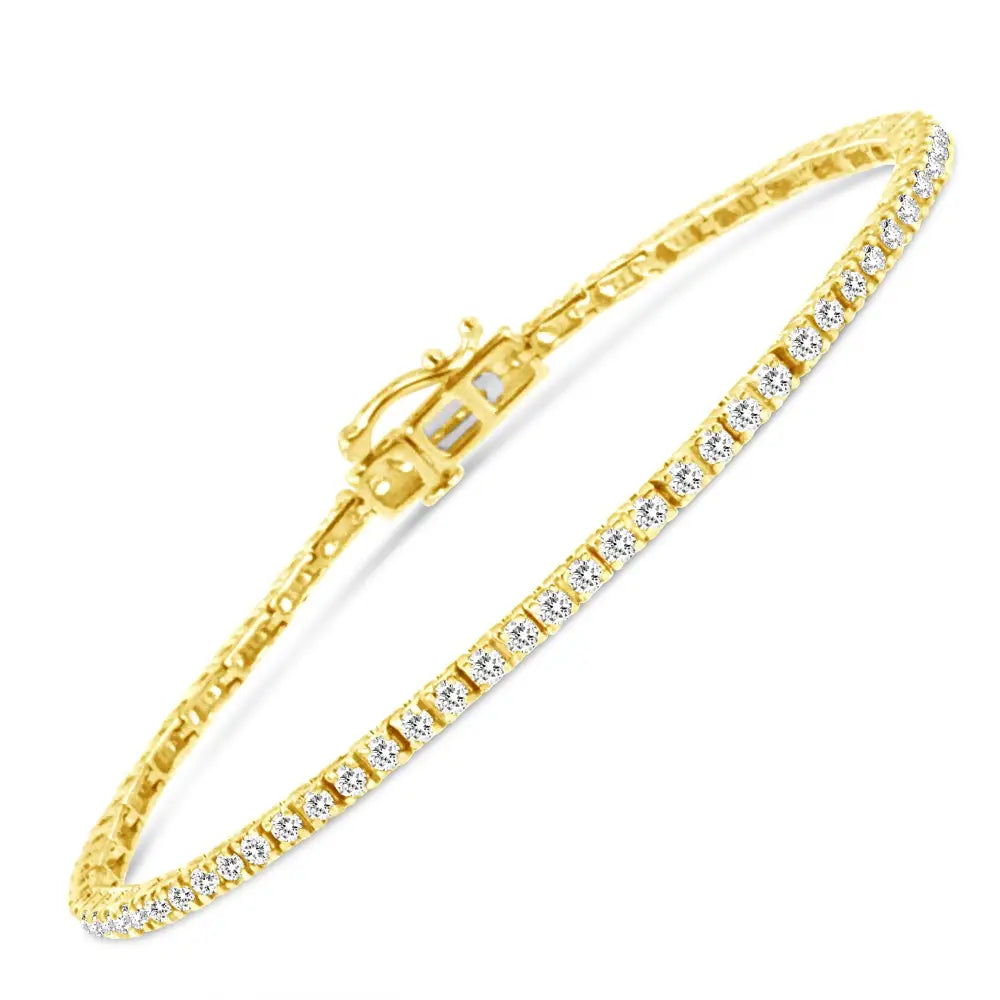 14k Yellow Gold Plated.925 Sterling Silver 2.0 Cttw Diamond Classic Link Tennis Bracelet (k-l Color I2-i3 Clarity)