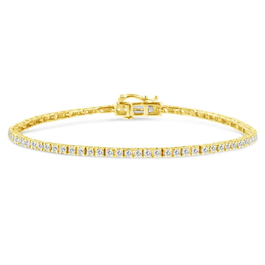 14k Yellow Gold Plated.925 Sterling Silver 2.0 Cttw Diamond Classic Link Tennis Bracelet (k-l Color I2-i3 Clarity)