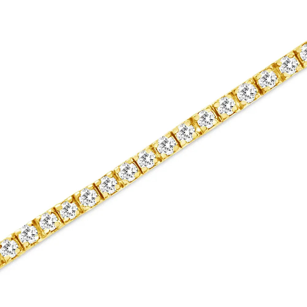 14k Yellow Gold Plated.925 Sterling Silver 2.0 Cttw Diamond Classic Link Tennis Bracelet (k-l Color I2-i3 Clarity)