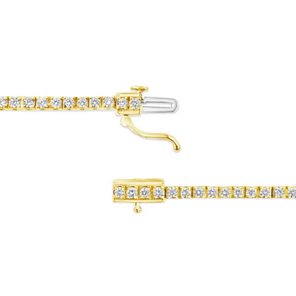 14k Yellow Gold Plated.925 Sterling Silver 2.0 Cttw Diamond Classic Link Tennis Bracelet (k-l Color I2-i3 Clarity)