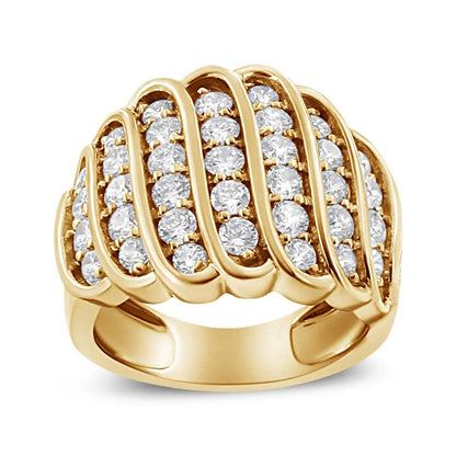 14k Yellow Gold Plated.925 Sterling Silver 2.00 Cttw Diamond Multi Row Band Ring (j-k Color I1-i2 Clarity) - Fine