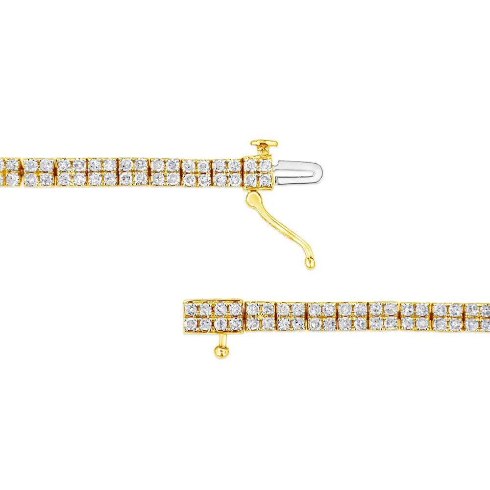 14k Yellow Gold Plated.925 Sterling Silver 3.0 Cttw Diamond Link Bracelet (k-l Color I2-i3 Clarity) - 7.25’’ - Fine